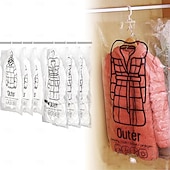 baratos Arrumação de Roupa-Conjunto de 6 sacos de armazenamento a vácuo reutilizáveis para economizar espaço, comprimindo-os com ganchos. 3 unidades de 67 x 90 cm e 3 unidades de 67 x 110 cm. Compatíveis com qualquer aspirador