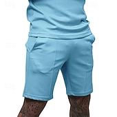 voordelige Sweat short-Voor heren Sweat short Korte broek Zomer korte broeken Casual korte broek Zak Elastische taille Effen kleur Comfort Ademend Knielengte Casual Buiten Vakantie Vakantie Modieus Zwart Wit Micro-elastisch