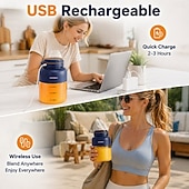 abordables Utensilios de cocina y gadgets-Exprimidor eléctrico inalámbrico de 44 oz para el hogar, ideal para electrodomésticos. &amp;Vaso para batidora de verduras, botella de zumo personal de gran capacidad para el hogar y los viajes.