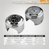 preiswerte Luftreininiger fürs Auto-2-teiliges Motorrad-Lenkeruhr- und Thermometer-Set, wasserdichte Chrom-Quarzuhr &amp;Temperaturanzeige für 7/8"- und 1"-Lenker, universell passend für Cruiser- und Chopper-Motorräder, schwarz oder silber
