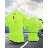 tanie Męskie koszulki-Męskie Koszulka rowerowa Jeden kolor Krótki rękaw Rower Dżersej Top z 3 tylnymi kieszeniami Odporny na UV Szybkie wysychanie Kieszeń na plecach Odvádí pot Sport Czarny Biały Czerwony Odzież