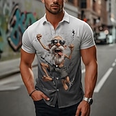 abordables Chemise vintage-Homme Drôle Personnage de dessin animé Vieil Homme Chemise Chemise d'été Chemise Boutonnée Manche Courte Vintage Rétro Quotidien Extérieur Vacances Été Printemps Col Rabattu Impression 3D chemises