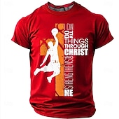  Herre Bibelen Basketball Silhuett Oransje Kors Jeg Kan Gjøre Alle Ting Gjennom Kristus Som Styrker Meg Kristent Religiøs T-skjorte Grafisk Casual Kort Erme Gym Kirke Slitasje Designer Klær