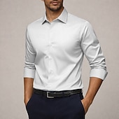 economico Camicie in raso da uomo-Per uomo Camicia Camicia in raso Camicia elegante Camicia con Bottoni Semplice Matrimonio Formale Blu chiaro Nero Bianco Verde Manica Lunga Bavero Tutte le stagioni Abbigliamento Puro