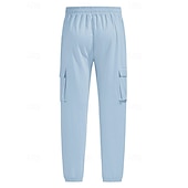 preiswerte Urlaub-Herren Cargo-Hosen Leinenhosen Hose Sommerhose Strandhose Kordelzug Elastischer Bund Mehrere Taschen Einfach Komfort Atmungsaktiv Täglich Outdoor Strand Urlaub Mode Schwarz Weiß Unelastisch
