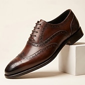 abordables Zapatos de Vestir Clásicos-Zapatos Oxford brogue de hombre color amarillo mostaza con puntera perforada, zapatos de vestir clásicos de estilo vintage para hombre, ideales para bodas, reuniones de negocios, fiestas y ocasiones formales.