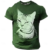  Per uomo Gatto Maglietta Manica Corta maglietta Stampa 3D Girocollo Camicia Moda Quotidiano Retrò Vintage Quotidiano Streetwear Rosso Estate Primavera Abbigliamento S M L XL XXL XXXL