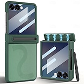 ieftine Carcasă Samsung-telefon Maska Pentru Samsung Galaxy Z Flip 7 Z Flip 6 Capac Spate și Protecție de Ecran PU piele