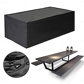 abordables Housses de Mobilier de Patio-Housse de protection pour mobilier de jardin 180 x 180 x 100 cm, imperméable, résistante aux déchirures, en tissu 420D, pour ensemble table et chaises de jardin. Housse robuste noire.