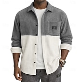 baratos camisa de botão masculina-Homens Camisa Social Camisa casual Camiseta de Veludo camisa de botão Preto Vinho Azul Marinha Caqui Cinzento Manga Longa Tecido Colarinho de Camisa Casual Diário Bolso frontal Roupa Elegante Moda