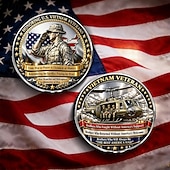  Herdenkingsmunt voor veteranen van de Vietnamoorlog, eerbetoon aan het Amerikaanse leger met helikopter- en soldatenontwerp, patriottisch verzamelobject, een geschenk ter ere en nagedachtenis aan de veteranen van de Vietnamoorlog.