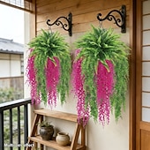 זול פרח מלאכותי-סט לתליית קיר מלאכותי של 4 שרכים ואקליפטוסים, קישוט מודרני לגינה ולפטיו, מושלם לאביב, יום האהבה, יום האם