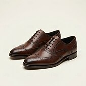 abordables Zapatos de Vestir Clásicos-Zapatos Oxford brogue de hombre color amarillo mostaza con puntera perforada, zapatos de vestir clásicos de estilo vintage para hombre, ideales para bodas, reuniones de negocios, fiestas y ocasiones formales.