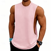abordables Camisetas sin mangas de gimnasio-Hombre Camiseta sin mangas Chaleco Camisetas Interiores Camisa sin mangas Sin Mangas Escote Redondo Verano Primavera Plano Moda Deportivo Clásico Puro Casual Gimnasia Calle Negro Blanco Rosa Camiseta
