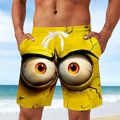billiga Retro Vintage &amp; Etik-Herr 3D Print 3D-seriefigur Stora ögon Badshorts Baddräkter Badshorts Boardshorts Medium Midja Rolig Strandsemester Sidfickor Mesh foder Elastisk dragsko i midjan Designer Kläder