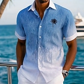 abordables Plantes tropicales-Homme Cocotier Dégradé de Couleur Plantes Tropicales Chemise hawaïenne Chemises tropicales Chemise Aloha Manche Courte Hawaïen Vacances à la Plage Été Printemps Col Rabattu Impression 3D Chemises