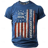 cheap Patriotic 250 T-shirts-4th of July 2026 250th Memorial Day Men's 3D Print US Flag Crew Neck Short Sleeve T-Shirt Daily Street