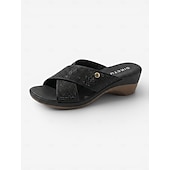 abordables Sandalias Cómodas-Sandalias de cuña con tiras cruzadas y pedrería verde para mujer: cómodas sandalias sin cordones con plantilla acolchada y tacón brillante de punta abierta, ideales para vacaciones y fiestas en el