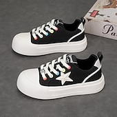 cheap Casual Lace-Up Shoes-Men's White Platform Casual Sneakers Lace-Up Lightweight Comfort Walking Shoes Trendy Low Top Footwear for Daily Wear, Travel, Street Style and Weekend Outings