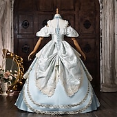 cheap Dresses-Rococo Baroque Ball Gown Floor Length Ball Gown Choker Short Sleeves Princess Bridal Royal Attire Off the Shoulder Ball Gown Square Neck Fancy Dress Women's Royal Halloween Carnival Masquerade Prom