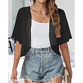 billige bryllup gjesteomslag-Sjal til kvinner Shrug Mors wraps Brudeomslag Bryllupsgjestens wraps Elegant damer Formell Stil Kortermet Chiffon Bryllup Wrap Med Ren Farge Til Daglig Vår sommer