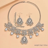 cheap Jewelry Sets-Jewelry Set Two-piece Suit Chrome 1 Necklace Earrings Women's Vintage Fashion Jewelry Set For Party Evening Wear