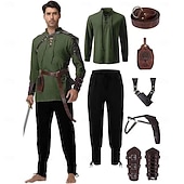 cheap Outfits-Medieval Renaissance Pants Waist Belt Shirt Long Sleeves Lace up Fancy Dress Men's Masquerade Party Renaissance Fair LARP Adults' Shirt Pants Shoulder Armor