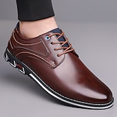 billiga Snygga snörskor-Herrbruna derbyskor, lätta och bekväma promenadskor med snörning, eleganta casualskor för män, kontor, vardagskläder, business casual och helgutflykter
