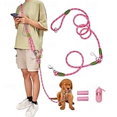economico Accessori da viaggio-Set di guinzagli per cani a mani libere, guinzaglio a doppio uso vita/schiena con sezione regolabile, resistente, adatto per due cani, in nylon riflettente, robusto, guinzaglio da trekking elastico