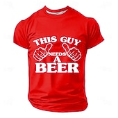  Men's This Guy Needs A Beer Two Thumbs Pointing Funny Humorous Novelty Drinking T Shirt Tee Graphic Regular Fit Casual Party BBQ Gift Designer Clothing Apparel S M L XL XXL XXXL