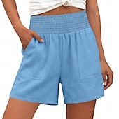 abordables Short de sport-Femmes Chinos Shorts Vacances Basique Court Taille haute Uni Confort Élastique Quotidien Mer bleue Noir Rouge bleu marine Été Printemps Coupe Ample