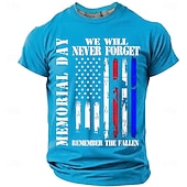 Herdenkingsdag Voor heren Amerikaanse Amerikaanse vlag T-shirt Korte mouw T-shirt 3D-afdrukken Strakke ronde hals Overhemd Modieus Dagelijks Dagelijks Straat Rood Hemelsblauw Grijs Zomer Lente Kleding