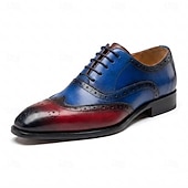 economico Κλασικά Παπούτσια-Men's Yellow and Green Wingtip Oxford Shoes with Brogue Detail and Colorblock Design, Vintage Statement Dress Shoes for Stylish Men, Ideal for Weddings, Parties, Banquets and Fashion Events