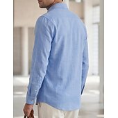 cheap Men's Button Down Shirts-Men's Shirt Dress Shirt Button Down Shirt Solid Color Outdoor Business Blue Long Sleeve Button Down Collar Summer Spring Clothing Apparel Buttons