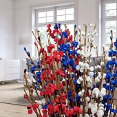 cheap Artificial Flower-10pcs Red, White, and Blue Artificial Flowers, Patriotic Artificial Flower Picks, 29.5 Inches (Approx. 75 cm) Artificial Jasmine Flowers for Independence Day Decoration and Memorial Day Decoration
