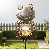 economico Illuminazione vialetto-Lampada solare da esterno impermeabile a LED creativa a forma di rana con paletto in ferro, ideale per giardino, cortile, vialetto, prato e illuminazione paesaggistica per ville.