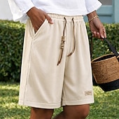 abordables Bermuda-Femmes Bermuda Short gaufré Shorts Shorts amples Vacances Mode Décontracté Quotidien Longueur Genou Taille haute Couleur Unie Uni Cordon de serrage Avec Poches Ceinture Élastique Confort Doux