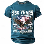  4 juli 2026 250:e Herr Rolig T-shirt Kortärmad T-shirt 3D-tryck Rund hals Skjorta Mode Designer Enkel Ledigt Dagligen Fest Svart Rubinrött Sommar Vår Kläder S M L XL XXL XXXL
