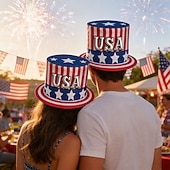 abordables 250º Aniversario-Sombrero de copa con la bandera estadounidense para hombres, mujeres y niños, sombrero patriótico del tío Sam, accesorio de disfraz para el 4 de julio, Día de la Independencia de EE. UU., para