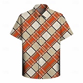 cheap Tops-Retro Vintage Hippie 1970s Shirt Short Sleeves Hippie Geometric Retro Fancy Dress Men's Music Festival Party Daily Wear Adults' Shirt Spring &amp; Summer