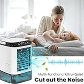 economico Ventilatori da Scrivania-Ventilatore condizionatore portatile, raffrescatore evaporativo personale da 1400 ml con 10 ore di autonomia, ventilatore da tavolo con umidificatore a nebulizzazione, mini condizionatore a 3 velocità