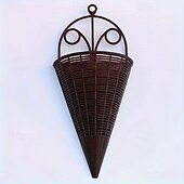 abordables Fleurs artificielles-Lot de 6 paniers à fleurs suspendus décoratifs, style triangulaire, tressés, parfaits pour décorer votre intérieur (Noël, Halloween, etc.). Idée cadeau idéale.