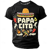  Men's Papacito Mexican Sombrero Cinco De Mayo Fiesta Funny Father's Day T Shirt Graphic Casual Short Sleeve Olive Green Chili Pepper Avocado Maracas Gift Designer Clothing Apparel S M L XL XXL XXXL