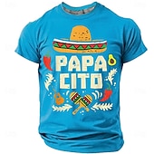  Men's Papacito Mexican Sombrero Cinco De Mayo Fiesta Funny Father's Day T Shirt Graphic Casual Short Sleeve Olive Green Chili Pepper Avocado Maracas Gift Designer Clothing Apparel S M L XL XXL XXXL