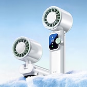 voordelige Handventilatoren-Handventilator met koelplaat, draagbare ijskoelventilator, turboventilator met 199 snelheden en digitaal display, stille, oplaadbare mini-ventilator met USB-aansluiting voor op reis, op kantoor en