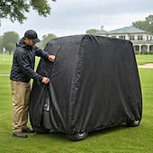 voordelige Tuinmeubelhoezen-Golfkarhoes voor 4 personen, zware uitvoering, 210d/420d waterdichte golfkarhoes met verlengd dak, compatibel met EZ Go Club Car Yamaha golfkarren, stofbestendige buitenhoes voor 4 personen (tot 112