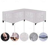 abordables Fundas para Muebles de Patio-Funda para muebles de jardín, funda para sofá esquinero en forma de L, funda impermeable para sofá de ratán, para muebles de jardín, conjunto de asientos, sofá esquinero, conjunto de salón esquinero,