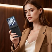 ieftine Carcasă Samsung-telefon Maska Pentru Samsung Galaxy Z Flip 7 Z Flip 6 Capac Spate și Protecție de Ecran PU piele