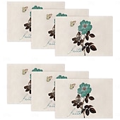 Χαμηλού Κόστους Placemats &amp; Coasters &amp; Trivets-Τραπεζομάντιλο με πεταλούδα ίριδας τεσσάρων εποχών, ορθογώνιο κάλυμμα τραπεζιού από 100% πολυεστέρα, σχέδιο με λουλουδάτο μοτίβο πεταλούδας, πλένεται στο πλυντήριο, ανθεκτικό στη θερμότητα,