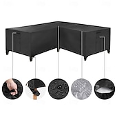 abordables Fundas para Muebles de Patio-Funda para muebles de jardín, funda para sofá esquinero en forma de L, funda impermeable para sofá de ratán, para muebles de jardín, conjunto de asientos, sofá esquinero, conjunto de salón esquinero,